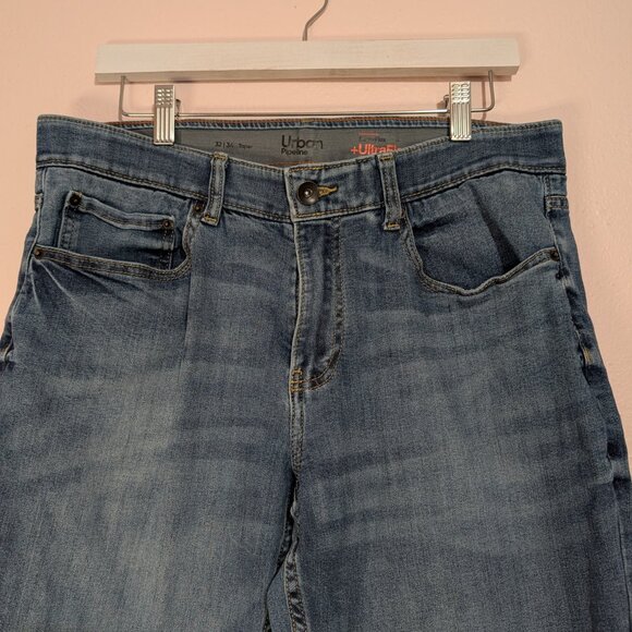 Y2K Revival Urban Pipeline Jeans Mens Size 34x32 UltraFlex Straight Blue Denim - Picture 3 of 10